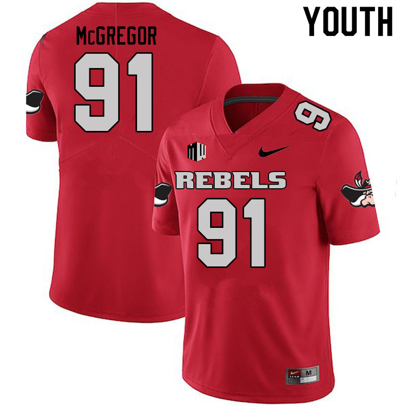 Youth #91 Noah McGregor UNLV Rebels College Football Jerseys Sale-Scarlet - Click Image to Close